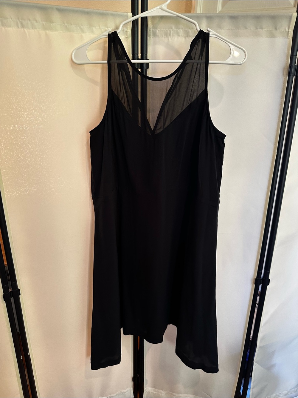 Madewell 100% silk Black Sheer Yoke Sleeveless Dress